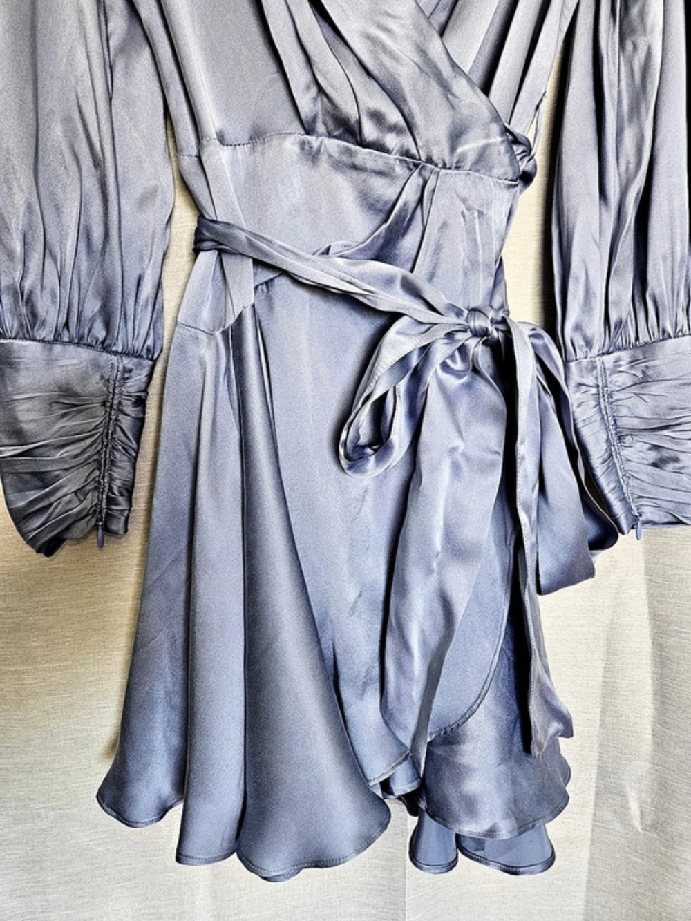 ZIMMERMANN (Size 0) Silk wrap mini dress - light blue US 4 Small - Picture 11 of 16